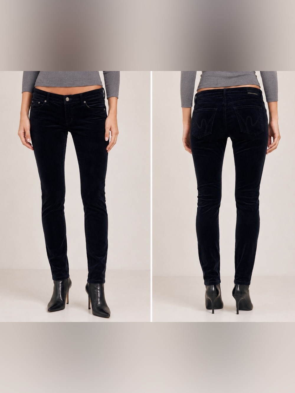 Citizens Of Humanity Navy Blue Avedon Low Rise Skinny Leg Velvet Pants 29
